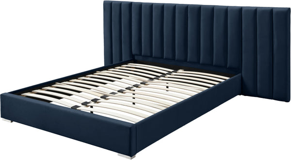 Pablo Velvet / Particle Board / Foam Contemporary Navy Velvet King Bed - 119.5" W x 85.5" D x 41.5" H