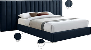 Pablo Velvet / Particle Board / Foam Contemporary Navy Velvet Queen Bed - 103" W x 85.5" D x 41.5" H