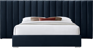 Pablo Velvet / Particle Board / Foam Contemporary Navy Velvet Queen Bed - 103" W x 85.5" D x 41.5" H