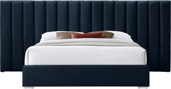 Pablo Velvet / Particle Board / Foam Contemporary Navy Velvet Queen Bed - 103" W x 85.5" D x 41.5" H