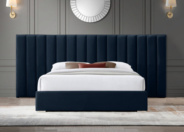 Pablo Velvet / Particle Board / Foam Contemporary Navy Velvet Queen Bed - 103" W x 85.5" D x 41.5" H