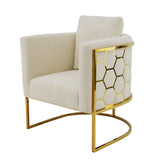 Zeugma Paula Gold Chair off-white fabric