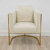 Zeugma Paula Gold Chair off-white fabric