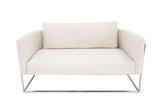 Paula Silver Loveseat with off White Fabric