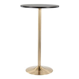 Pebble Contemporary/Glam Adjustable Dining to Bar Table in Gold Metal and Black Wood by LumiSource