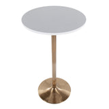 Pebble Contemporary/Glam Adjustable Dining to Bar Table in Gold Metal and White Wood by LumiSource