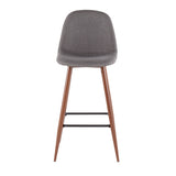 Pebble Mid-Century Modern Barstool in Walnut Metal and Charcoal Fabric by LumiSource - Set of 2