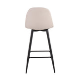 Pebble Mid-Century Modern Barstool in Black Metal and Beige Fabric by LumiSource - Set of 2