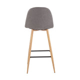 Pebble Mid-Century Modern Barstool in Natural Metal and Charcoal Fabric by LumiSource - Set of 2
