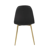 Pebble Contemporary Chair in Gold Steel and Black Faux Leather by LumiSource - Set of 2