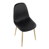 Pebble Contemporary Chair in Gold Steel and Black Faux Leather by LumiSource - Set of 2