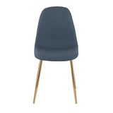 Pebble Contemporary Chair in Gold Steel and Blue Fabric by LumiSource - Set of 2