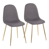 Pebble Contemporary Chair in Gold Steel and Charcoal Fabric by LumiSource - Set of 2