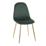 Pebble Contemporary Chair in Gold Steel and Green Velvet by LumiSource - Set of 2