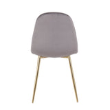 Pebble Contemporary Chair in Gold Steel and Grey Velvet by LumiSource - Set of 2