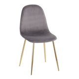 Pebble Contemporary Chair in Gold Steel and Grey Velvet by LumiSource - Set of 2