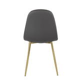 Pebble Contemporary Chair in Gold Steel and Grey Faux Leather by LumiSource - Set of 2