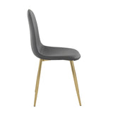 Pebble Contemporary Chair in Gold Steel and Grey Faux Leather by LumiSource - Set of 2