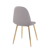 Pebble Contemporary Chair in Gold Steel and Light Grey Fabric by LumiSource - Set of 2