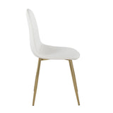 Pebble Contemporary Chair in Gold Steel and White Faux Leather by LumiSource - Set of 2