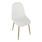 Pebble Contemporary Chair in Gold Steel and White Faux Leather by LumiSource - Set of 2