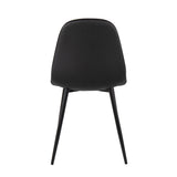 Pebble Contemporary Chair in Black Steel and Black Faux Leather by LumiSource - Set of 2
