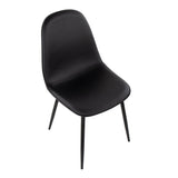 Pebble Contemporary Chair in Black Steel and Black Faux Leather by LumiSource - Set of 2