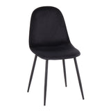 Pebble Contemporary Chair in Black Steel and Black Velvet by LumiSource - Set of 2