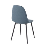 Pebble Contemporary Chair in Black Steel and Blue Fabric by LumiSource - Set of 2