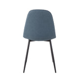 Pebble Contemporary Chair in Black Steel and Blue Velvet by LumiSource - Set of 2