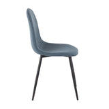 Pebble Contemporary Chair in Black Steel and Blue Fabric by LumiSource - Set of 2