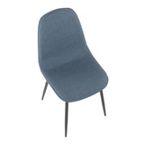Pebble Contemporary Chair in Black Steel and Blue Velvet by LumiSource - Set of 2