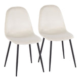 Pebble Contemporary Chair in Black Steel and Cream Velvet by LumiSource - Set of 2