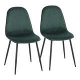 Pebble Contemporary Chair in Black Steel and Green Velvet by LumiSource - Set of 2
