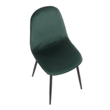 Pebble Contemporary Chair in Black Steel and Green Velvet by LumiSource - Set of 2