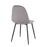 Pebble Contemporary Chair in Black Steel and Grey Velvet by LumiSource - Set of 2