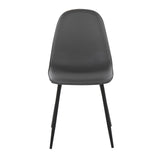 Pebble Contemporary Chair in Black Steel and Grey Faux Leather by LumiSource - Set of 2