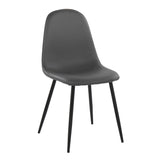 Pebble Contemporary Chair in Black Steel and Grey Faux Leather by LumiSource - Set of 2