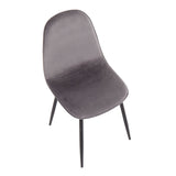 Pebble Contemporary Chair in Black Steel and Grey Velvet by LumiSource - Set of 2