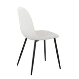 Pebble Contemporary Chair in Black Steel and White Faux Leather by LumiSource - Set of 2