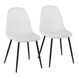 Pebble Contemporary Chair in Black Steel and White Faux Leather by LumiSource - Set of 2