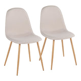 Pebble Contemporary Chair in Natural Wood Metal and Beige Fabric by LumiSource - Set of 2