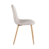 Pebble Contemporary Chair in Natural Wood Metal and Beige Fabric by LumiSource - Set of 2