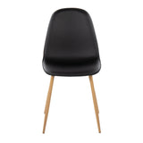 Pebble Contemporary Chair in Natural Wood Metal and Black Faux Leather by LumiSource - Set of 2