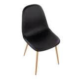 Pebble Contemporary Chair in Natural Wood Metal and Black Faux Leather by LumiSource - Set of 2