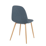 Pebble Contemporary Chair in Natural Wood Metal and Blue Fabric by LumiSource - Set of 2
