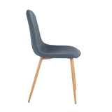 Pebble Contemporary Chair in Natural Wood Metal and Blue Fabric by LumiSource - Set of 2