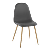 Pebble Contemporary Chair in Natural Wood Metal and Grey Faux Leather by LumiSource - Set of 2