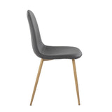 Pebble Contemporary Chair in Natural Wood Metal and Grey Faux Leather by LumiSource - Set of 2