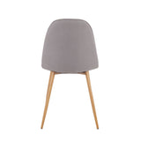 Pebble Contemporary Chair in Natural Wood Metal and Light Grey Fabric by LumiSource - Set of 2